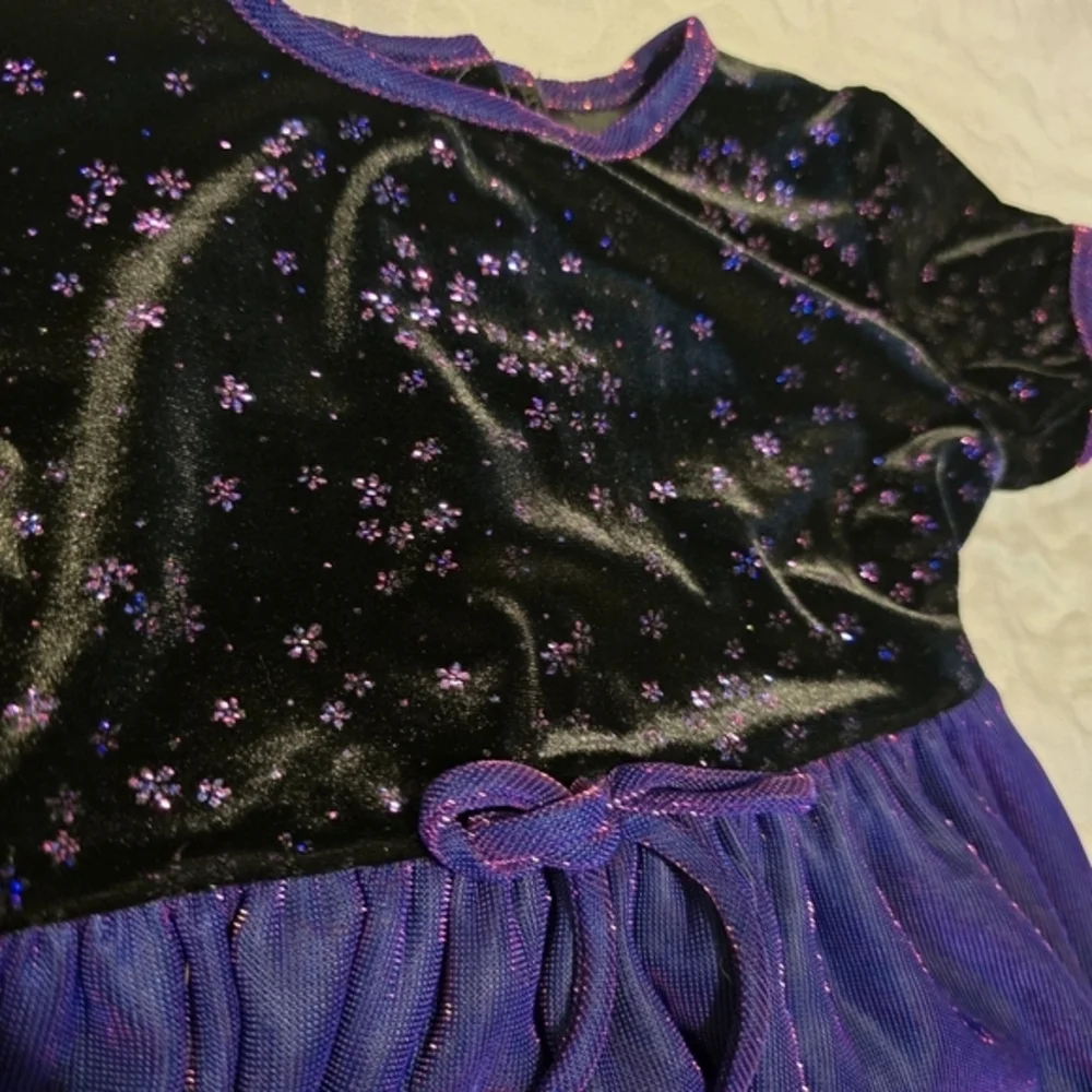 Jona Michelle Girl's Purple Dress‎ Velvet top Sheen Overlay Size 2T